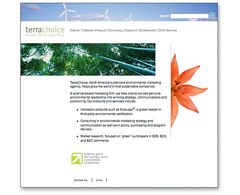 terrachoice.com home page designed by design hq inc.