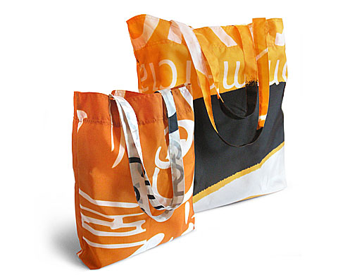 reusable nylon shopping bags made from old street banners
