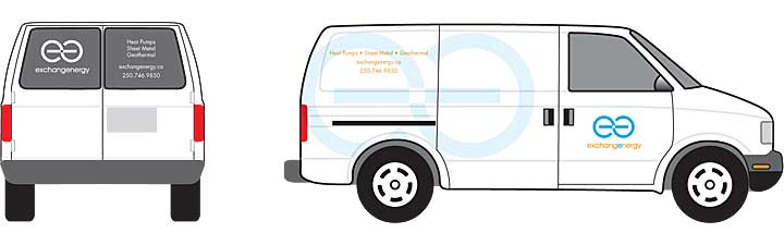 bold graphics on cargo van for exchangenergy geo exchange company