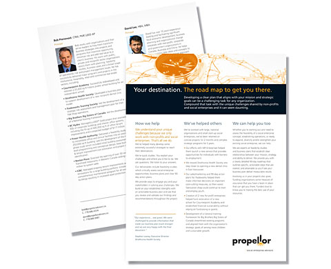marketing brochure for Propellor Social Enterprise Advisors