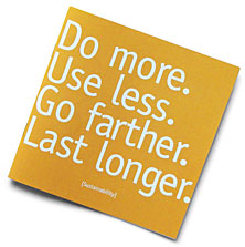 sustainability brochure "do more, use less, go farther, last longer'