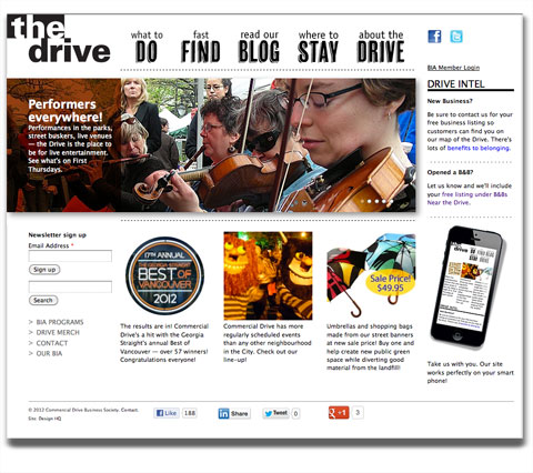 thedrive.ca home page designed by design hq inc.