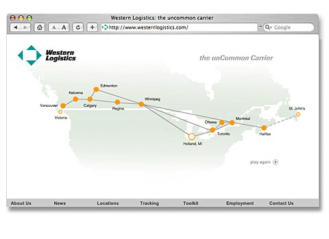 westernlogistics.com home page designed by design hq inc.