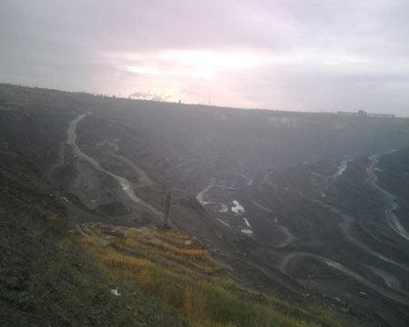 open pit mine image before and after image enhancement